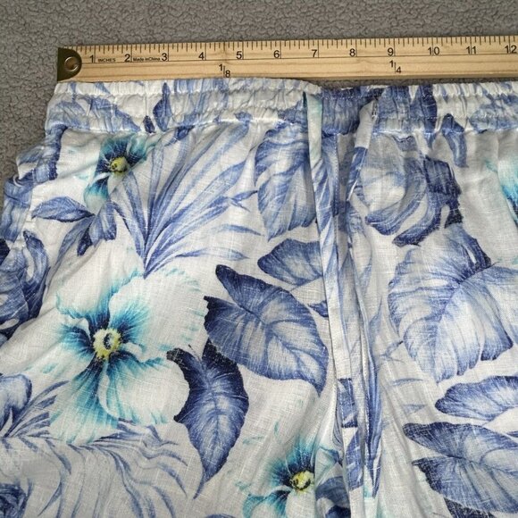 Tommy Bahama Pants Womens Small Blue Floral Linen Pull On Lightweight Tropical - Picture 6 of 10